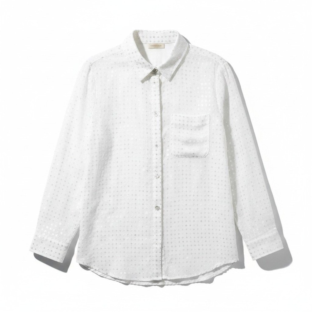 Pilcro and the Letterpress White Sequin Textured Button Down Shirt Large‎